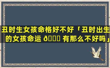 丑时生女孩命格好不好「丑时出生的女孩命运 🐒 有那么不好吗」